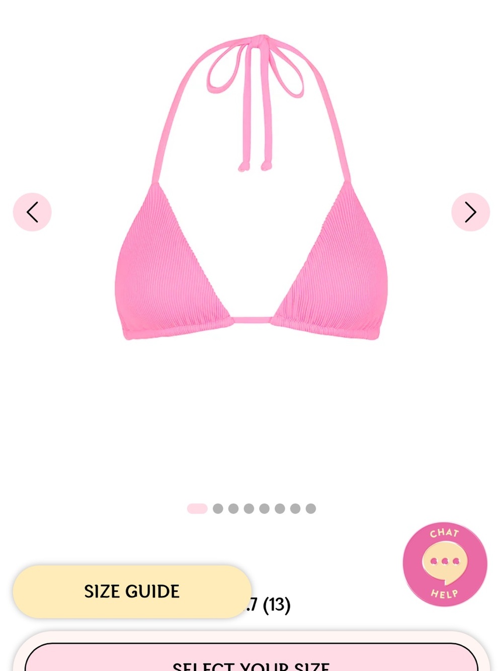 Pink Ribbed Triangle Bikini